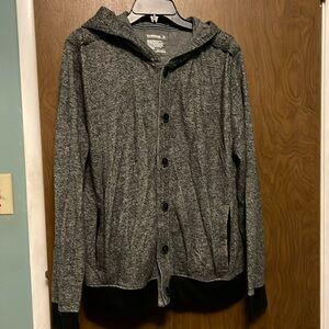 Express gray and black button up hoodie size L
